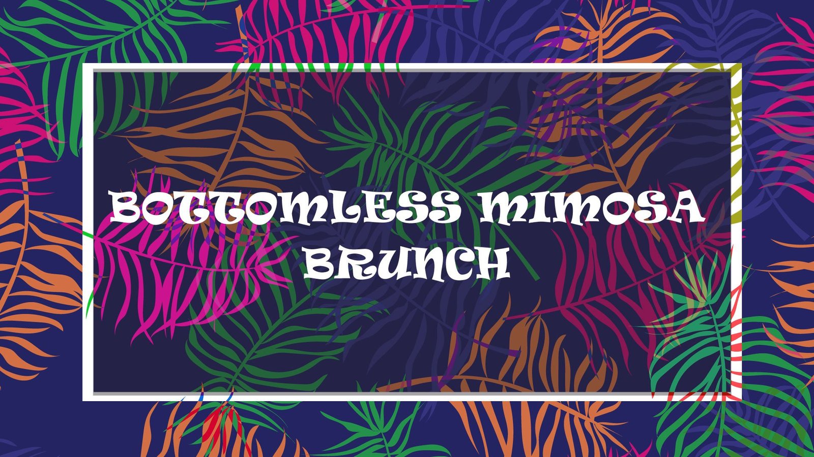 A promo graphics for Bottomless Mimosas at Huntington Beach and Rancho Mission Viejo